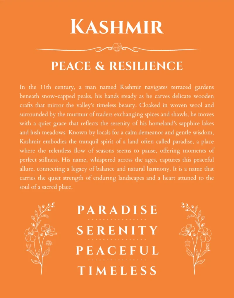 Kashmir name meaning wall art by Get Your Story in orange
