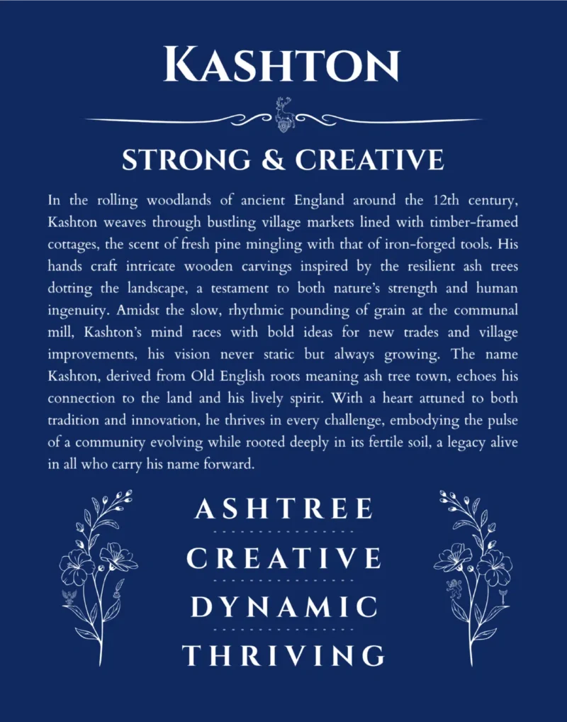 Kashton custom name print for wall display in deep blue