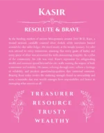 Kasir personalized name print with origin and traits in pink