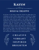Kasyn custom name art showing meaning and origin in deep blue