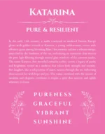 Katarina name origin print with meaning and traits in pink