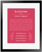 Katelynn name meaning wall art by Get Your Story in red with black matte frame