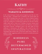 Kathy personalized name print with origin and traits in red