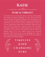 Katie personalized wall art with the story of your name in red