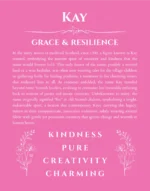 Kay personalized name meaning print in pink