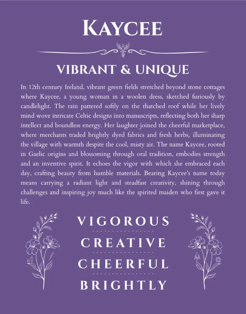 Kaycee custom name meaning print in purple
