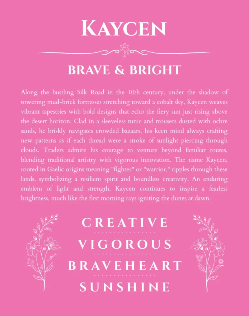 Kaycen personalized name meaning print in pink