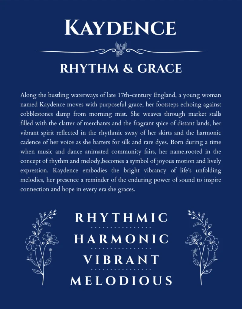Kaydence personalized name meaning print in deep blue