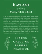 Kaylani name meaning wall art by Get Your Story in dark green
