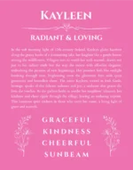Kayleen custom name print for wall display in pink