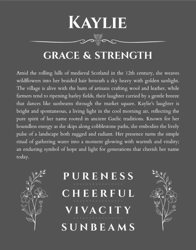 Kaylie custom name meaning print in gray