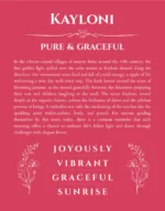 Kayloni custom name art showing meaning and origin in red