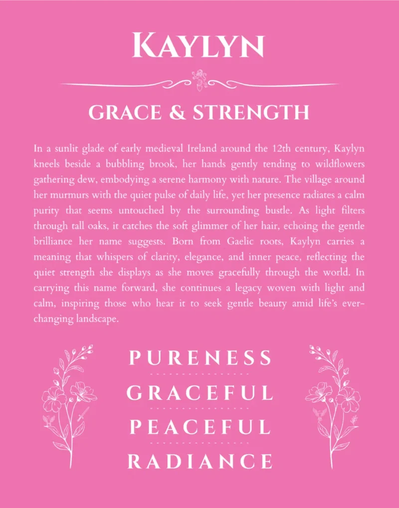 Kaylyn custom name print for wall display in pink