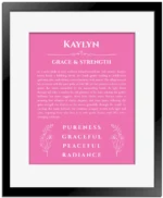 Kaylyn custom name print for wall display in pink with black matte frame