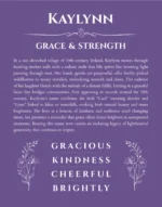 Kaylynn personalized name art with origin story in purple