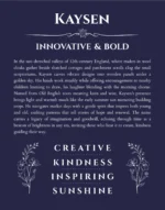 Kaysen personalized wall art with the story of your name in navy blue