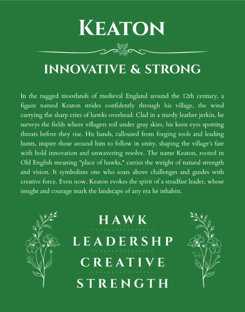 Keaton custom name meaning print in dark green