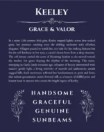 Keeley personalized wall art with the story of your name in navy blue