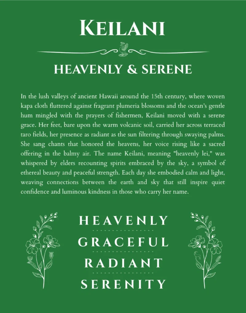 Keilani personalized name meaning print in dark green