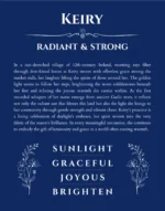 Keiry custom name art showing meaning and origin in deep blue