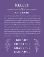Kellee name origin print with meaning and traits in purple