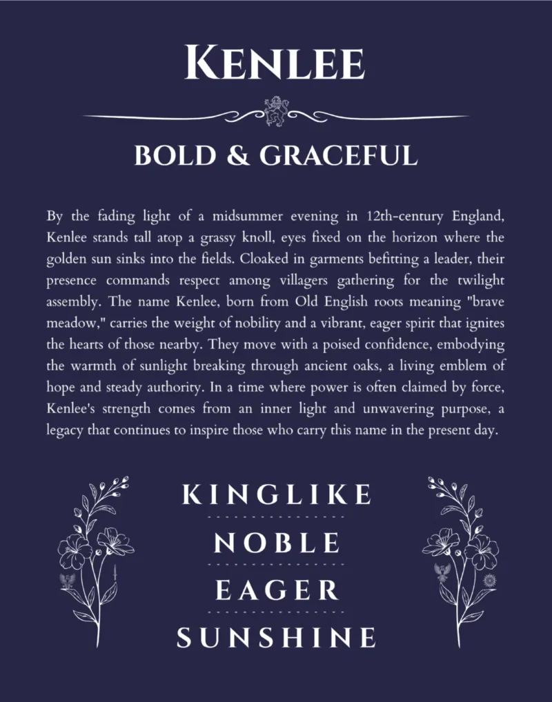 Kenlee personalized name meaning print in navy blue