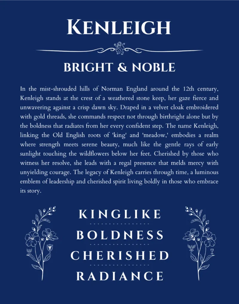 Kenleigh personalized wall art with the story of your name in deep blue