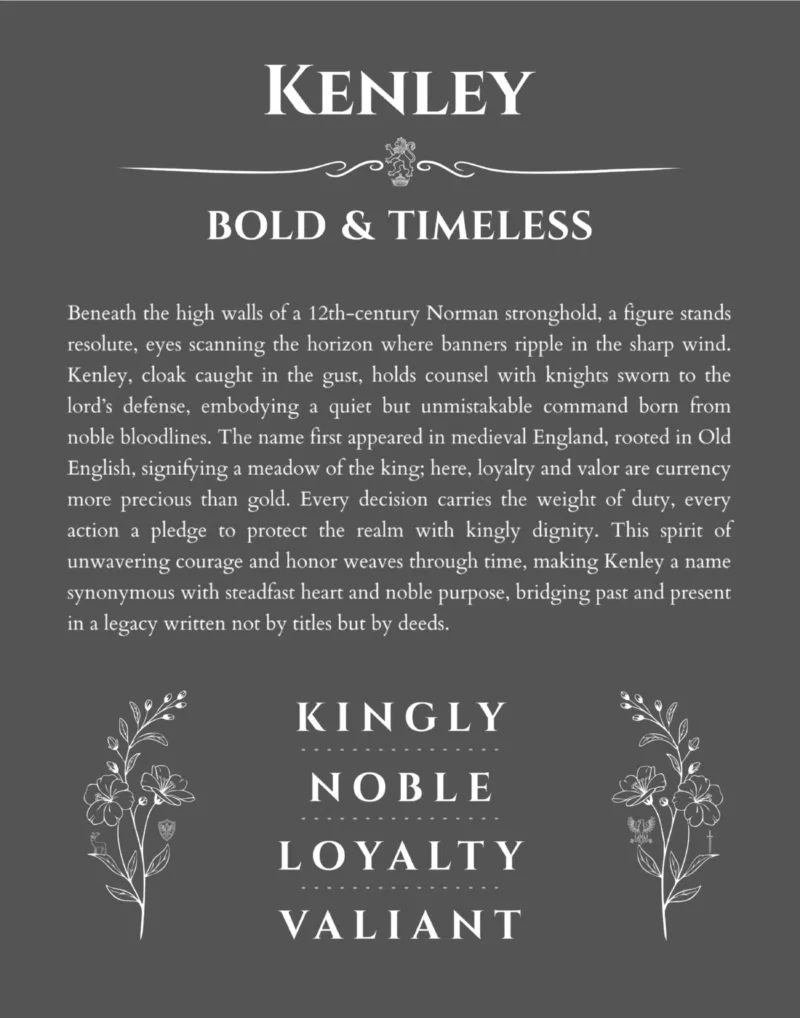 Kenley personalized wall art with the story of your name in gray