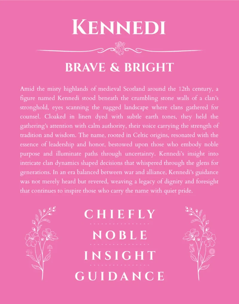 Kennedi personalized name meaning print in pink