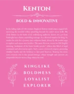 Kenton name origin print with meaning and traits in pink