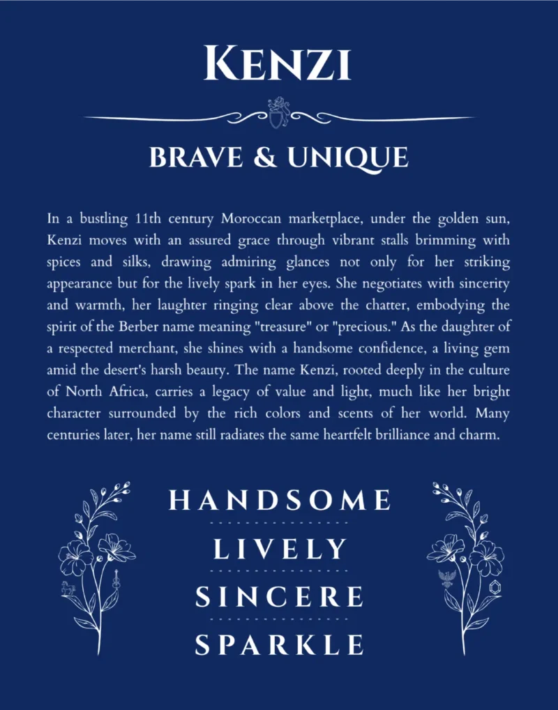 Kenzi custom name meaning print in deep blue