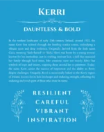Kerri custom name art showing meaning and origin in blue