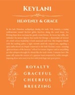 Keylani name origin print with meaning and traits in orange