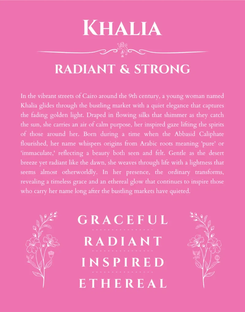 Khalia name meaning wall art by Get Your Story in pink