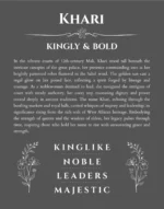 Khari custom name art showing meaning and origin in gray