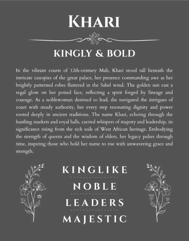 Khari custom name art showing meaning and origin in gray