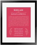 Khelani name meaning gift print in red with black matte frame