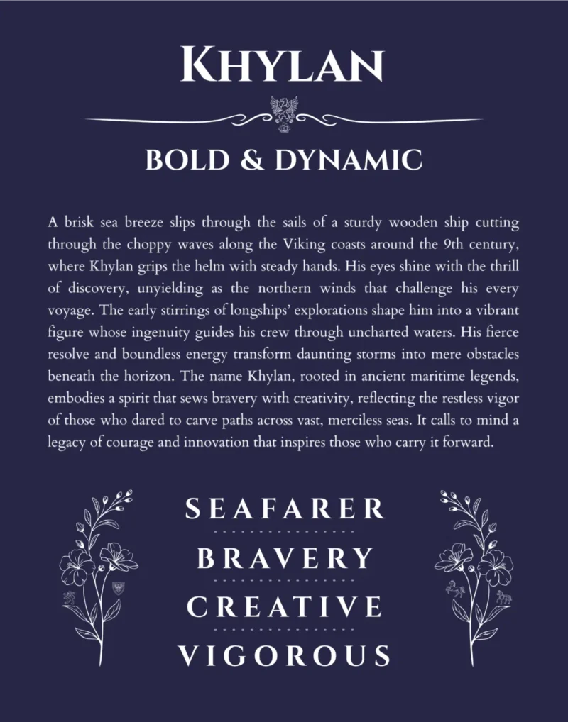 Khylan custom name print for wall display in navy blue