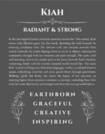 Kiah name origin print with meaning and traits in gray