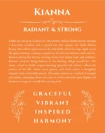 Kianna personalized name meaning print in orange