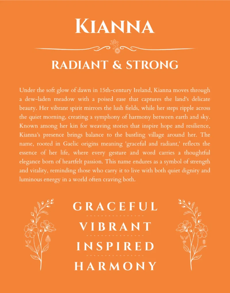Kianna personalized name meaning print in orange