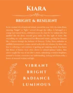 Kiara personalized name print with origin and traits in orange