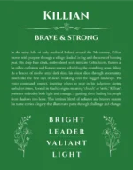 Killian name meaning gift print in dark green