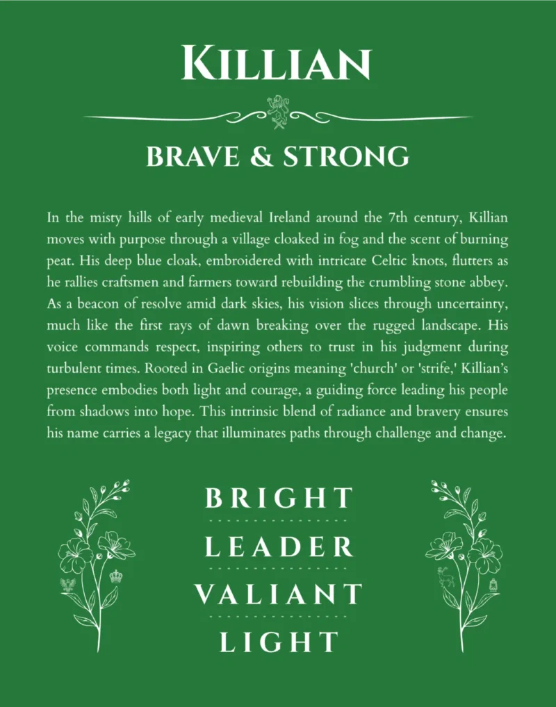 Killian name meaning gift print in dark green