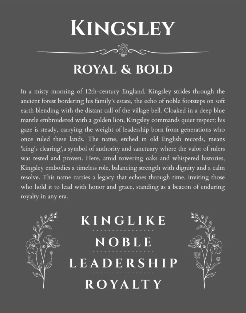 Kingsley name meaning gift print in gray