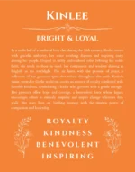 Kinlee custom name meaning print in orange