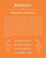 Kinzley personalized name meaning print in orange
