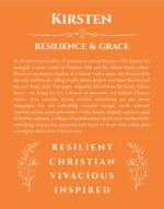 Kirsten name origin print with meaning and traits in orange