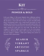 Kit personalized name art with origin story in purple