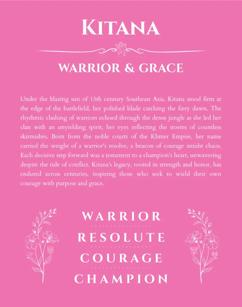 Kitana custom name art showing meaning and origin in pink